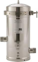 3M Aqua-Pure - 1-1/2 Inch Pipe, MNPT End Connections, 9-3/4 Inch Long Cartridge, 19.5 Inch Long, Cartridge Filter Housing without Cartridge - 4 Cartridges, 32 Max GPM Flow Rate, 125 psi Max Working Pressure, 304 Grade, Commercial Filter Housing - Exact Tooling