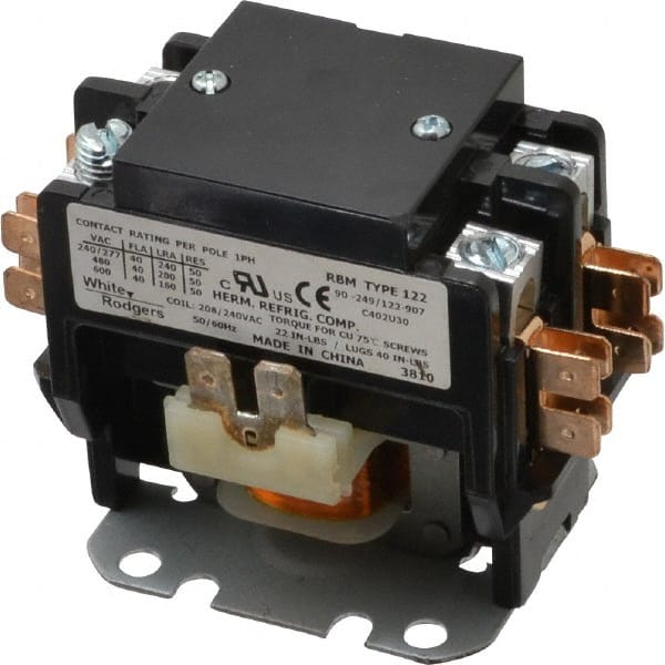 White-Rodgers - Definite Purpose Contactors   Number of Poles: 2    Resistive Load Rating (A): 50A@277VAC; 50A@480VAC; 50A@600VAC - Exact Tooling