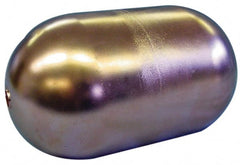 Made in USA - 6" Diam x 10" Long, Oblong, Tubed Through Connection, Metal Float - 3/8" Rod Thread, Copper, 25 Max psi, 21 Gauge - Exact Tooling