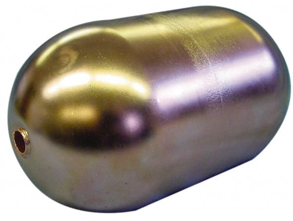 Made in USA - 3" Diam x 7" Long, Oblong, Tubed Through Connection, Metal Float - 3/8" Rod Thread, Copper, 25 Max psi, 20 Gauge - Exact Tooling