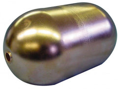 Made in USA - 3" Diam x 7" Long, Oblong, Tubed Through Connection, Metal Float - 3/8" Rod Thread, Copper, 25 Max psi, 20 Gauge - Exact Tooling
