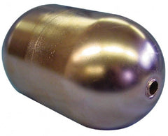 Made in USA - 3" Diam x 7" Long, Oblong, Tubed Through Connection, Metal Float - 1/4" Rod Thread, Copper, 25 Max psi, 20 Gauge - Exact Tooling