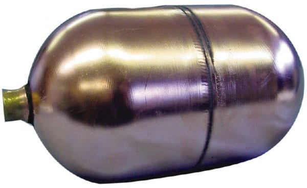 Made in USA - 4" Diam x 7" Long, Oblong, Round Spud Connection, Metal Float - 1/4-20 Thread, Stainless Steel, 150 Max psi, 19 Gauge - Exact Tooling