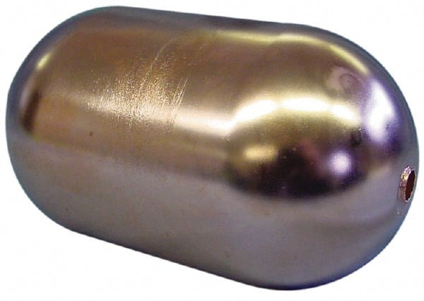 Made in USA - 6" Diam x 8" Long, Oblong, Tubed Through Connection, Metal Float - 3/8" Rod Thread, Copper, 25 Max psi, 21 Gauge - Exact Tooling