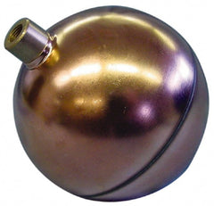 Made in USA - 12" Diam, Spherical, Round Spud Connection, Metal Float - 3/4" NPT Thread, Copper, 25 Max psi, 20 Gauge - Exact Tooling