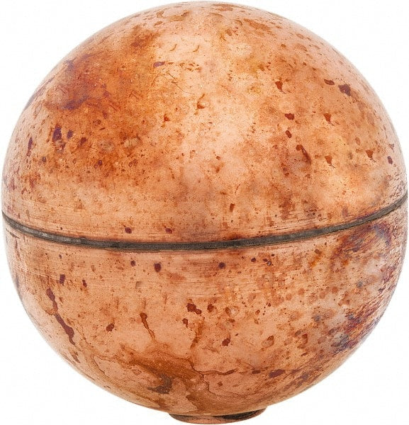 Made in USA - 2" Diam, Spherical, Internal Connection, Metal Float - 1/4-20 Thread, Copper, 25 Max psi, 24 Gauge - Exact Tooling