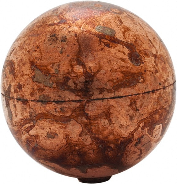 Made in USA - 2" Diam, Spherical, Internal Connection, Metal Float - 8-32 Thread, Copper, 25 Max psi, 24 Gauge - Exact Tooling