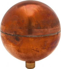 Made in USA - 3" Diam, Spherical, Round Spud Connection, Metal Float - 1/4-20 Thread, Copper, 25 Max psi, 24 Gauge - Exact Tooling