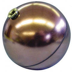 Made in USA - 6" Diam, Spherical, Hex Spud Connection, Metal Float - 3/8-16 Thread, Copper, 25 Max psi, 23 Gauge - Exact Tooling