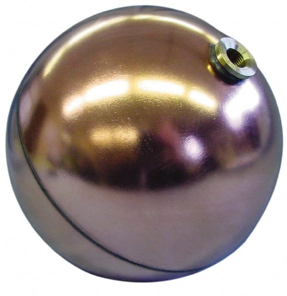 Made in USA - 6" Diam, Spherical, Hex Spud Connection, Metal Float - 1/4 NPT Thread, Copper, 25 Max psi, 23 Gauge - Exact Tooling