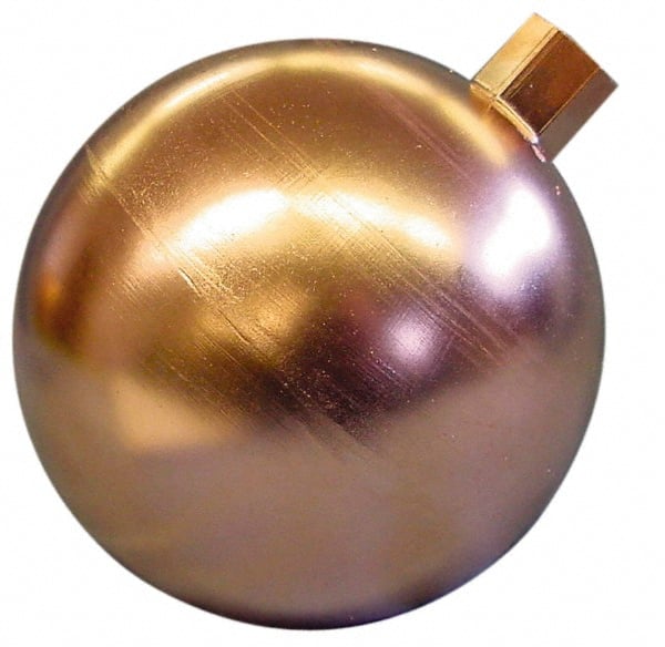 Made in USA - 9" Diam, Spherical, Round Spud Connection, Metal Float - 3/8 NPT Thread, Copper, 25 Max psi, 20 Gauge - Exact Tooling