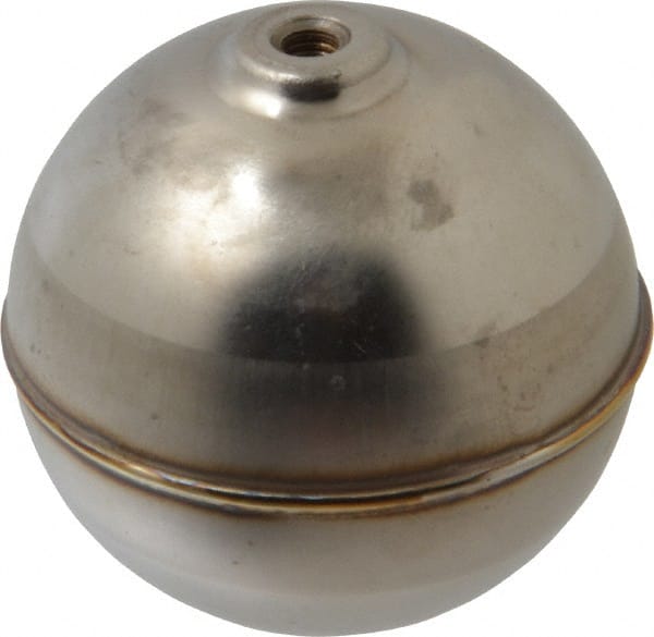 Made in USA - 2" Diam, Spherical, Internal Connection, Metal Float - 10-32 Thread, Stainless Steel, 1,000 Max psi, 22 Gauge - Exact Tooling
