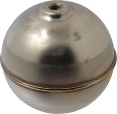 Made in USA - 2" Diam, Spherical, Internal Connection, Metal Float - 10-32 Thread, Stainless Steel, 1,000 Max psi, 22 Gauge - Exact Tooling