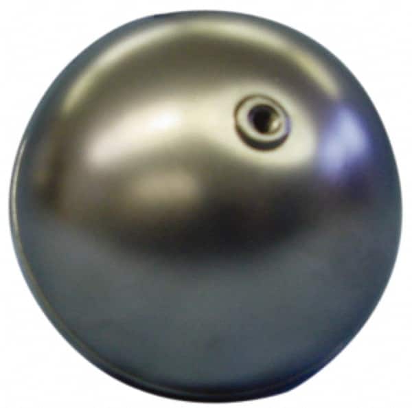 Made in USA - 2" Diam, Spherical, Internal Connection, Metal Float - 1/4-20 Thread, Stainless Steel, 1,000 Max psi, 22 Gauge - Exact Tooling