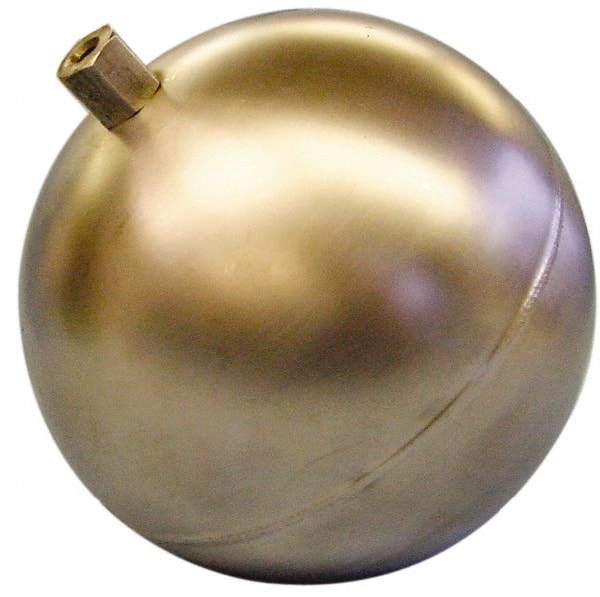 Made in USA - 4" Diam, Spherical, Hex Spud Connection, Metal Float - 1/8" Straight Thread, Stainless Steel, 650 Max psi, 21 Gauge - Exact Tooling