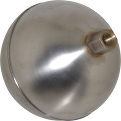 Made in USA - 3-1/2" Diam, Spherical, Hex Spud Connection, Metal Float - 1/8" Straight Thread, Stainless Steel, 700 Max psi, 24 Gauge - Exact Tooling