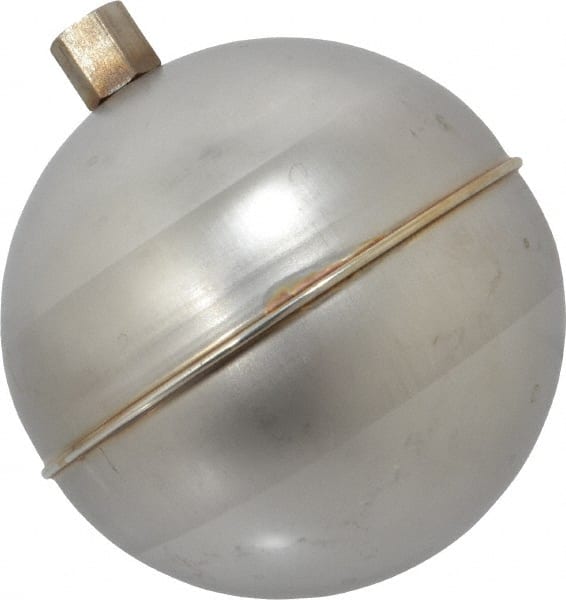 Made in USA - 4" Diam, Spherical, Hex Spud Connection, Metal Float - 1/4-20 Thread, Stainless Steel, 900 Max psi, 19 Gauge - Exact Tooling