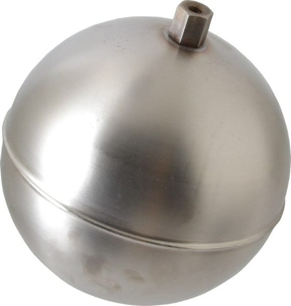 Made in USA - 5" Diam, Spherical, Hex Spud Connection, Metal Float - 1/4-20 Thread, Stainless Steel, 800 Max psi, 19 Gauge - Exact Tooling
