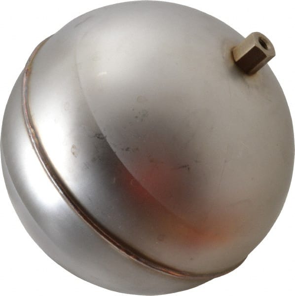 Made in USA - 6" Diam, Spherical, Hex Spud Connection, Metal Float - 1/4-20 Thread, Stainless Steel, 800 Max psi, 18 Gauge - Exact Tooling