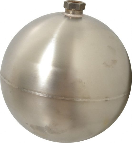 Made in USA - 7" Diam, Spherical, Hex Spud Connection, Metal Float - 3/8" Straight Thread, Stainless Steel, 650 Max psi, 14 Gauge - Exact Tooling