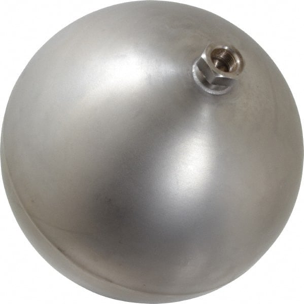 Made in USA - 8" Diam, Spherical, Hex Spud Connection, Metal Float - 3/8" Straight Thread, Stainless Steel, 450 Max psi, 21 Gauge - Exact Tooling