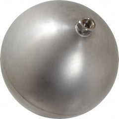 Made in USA - 8" Diam, Spherical, Hex Spud Connection, Metal Float - 3/8" Straight Thread, Stainless Steel, 450 Max psi, 21 Gauge - Exact Tooling