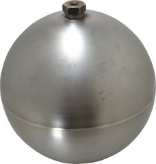 Made in USA - 8" Diam, Spherical, Hex Spud Connection, Metal Float - 3/8-16 Thread, Stainless Steel, 450 Max psi, 21 Gauge - Exact Tooling