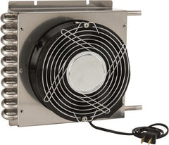 Lytron - 3/8" Tube OD, 1 Fan Mount, Liquid-To-Air Stainless Steel Tubed Process Equipment Heat Exchanger - Deionized Water Cooler, Corrosive Liquid Cooler, 9" High x 10.9" Wide x 2.5" Deep, 3,080 BTU/Hr, 400°F Max - Exact Tooling