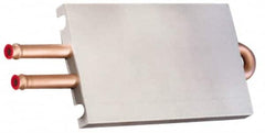 Lytron - 6" Long x 3-1/2" High, Beaded Connection Copper Tube Cold Plate - 3/8 OD Tube, 2-Pass Fluid Path, Water Cooling, 1/2" Thick - Exact Tooling