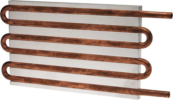 Lytron - 6" Long x 3-3/4" High, Straight Connection Copper Tube Cold Plate - 1/4 OD Tube, 6-Pass Fluid Path, Water Cooling, 0.31" Thick - Exact Tooling