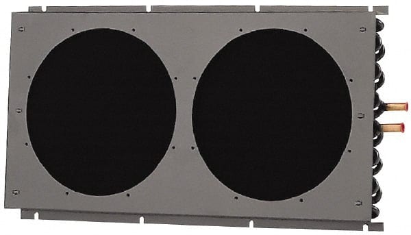 Lytron - 1/2" Tube OD, 2 Fan Mount, Liquid-To-Air Copper Tubed Process Equipment Heat Exchanger - Water Cooler, 12" High x 22.9" Wide x 2.1" Deep, 6,640 BTU/Hr, 400°F Max - Exact Tooling