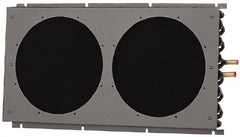 Lytron - 1/2" Tube OD, 2 Fan Mount, Liquid-To-Air Copper Tubed Process Equipment Heat Exchanger - Water Cooler, 12" High x 22.9" Wide x 2.1" Deep, 6,640 BTU/Hr, 400°F Max - Exact Tooling