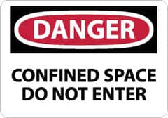 NMC - Accident Prevention Label, Header: DANGER - Legend: Danger - Confined Space - Do Not Enter, English, Red, Black & White, 5" Long x 3" High, Sign Muscle Finish - Exact Tooling