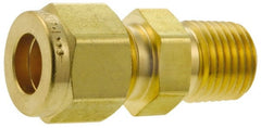 Parker - 5/8" OD, Brass Male Connector - 2,000 Max Working psi, 15/16" Hex, Comp x MNPT Ends - Exact Tooling