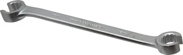 Proto - 15 x 17mm, Chrome Finish, Open End Flare Nut Wrench - 12 Points, 8" OAL, Steel, Double End Head - Exact Tooling