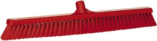 Vikan - 24" Fine Particle Synthetic Push Broom - 2" Bristle Length, Plastic Block, European Threaded Handle Connection - Exact Tooling