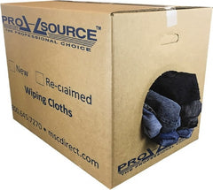 PRO-SOURCE - Reclaimed Rags - Assorted Colors, Denim, Low Lint, 50 Lbs. at 2 to 4 per Pound, Box - Exact Tooling