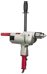 Milwaukee Tool - 3/4" Keyed Chuck, 350 RPM, Spade Handle Electric Drill - 10 Amps, 120 Volts, Reversible, Includes Pipe Handle - Exact Tooling