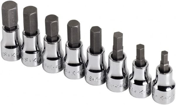 SK - 8 Piece 3/8" Drive Metric Hex Bit Socket Set - 5 to 12mm Hex - Exact Tooling