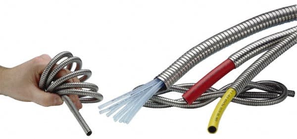 Kuriyama of America - 1-7/8" ID, -60 to 1,800°F, Stainless Steel Unlined Flexible Metal Duct Hose - 0.01 to 0.12 Gage Thickness, 15" Bend Radius, 25' Long - Exact Tooling