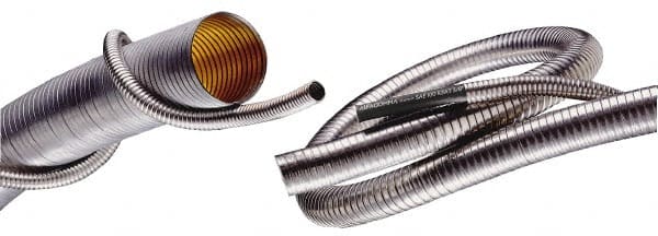 Kuriyama of America - 5" ID x 5-5/16" OD, -60 to 750°F, Galvanized Steel Unlined Flexible Metal Duct Hose - 0.027 to 0.031 Gage Thickness, 38" Bend Radius, 25' Long - Exact Tooling