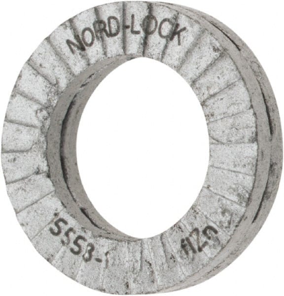 Nord-Lock - 1/4", 0.454" OD, Zinc Flake, Steel Wedge Lock Washer - Grade 2, 0.276 to 0.284" ID - Exact Tooling