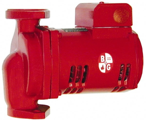 Bell & Gossett - 2/5 hp, 9-9/16" Long, 1 Phase, Cast Iron Housing, Glass Filled PPS Impeller, Inline Circulator Pump - 115 Volt, 60 Hz, 6-3/8" Flange Width, Bell & Gossett Part No. 1BL032, 150 Max psi, ODP Motor - Exact Tooling