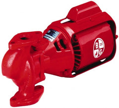 Bell & Gossett - 1/12 hp, 14-7/8" Long, 1 Phase, Cast Iron Housing, Polypropylene Impeller, Inline Circulator Pump - 115 Volt, 60 Hz, 6-3/8" Flange Width, Bell & Gossett Part No. 106189, 125 Max psi, ODP Motor - Exact Tooling