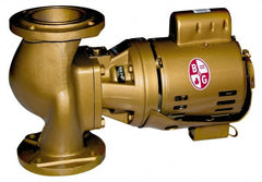 Bell & Gossett - 1/6 hp, 16-5/8" Long, 1 Phase, Bronze Housing, Brass Impeller, Inline Circulator Pump - 115 Volt, 60 Hz, 8-1/2" Flange Width, Bell & Gossett Part No. 102217, 125 Max psi, ODP Motor - Exact Tooling