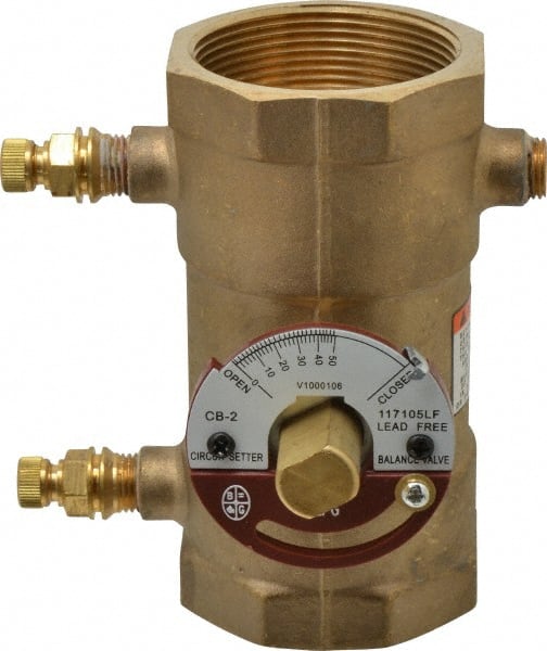 Bell & Gossett - 2" Pipe, Threaded End Connections, Inline Calibrated Balance Valve - 5-1/8" Long, 4-1/8" High, 300 Max psi, Brass Body - Exact Tooling