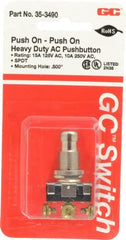 GC/Waldom - 1/2 Inch Mount Hole, Pushbutton Switch Only - Round, Chrome Pushbutton, Nonilluminated, Maintained (MA), On-On - Exact Tooling