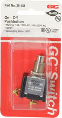 GC/Waldom - 1/2 Inch Mount Hole, Pushbutton Switch Only - Round, Chrome Pushbutton, Nonilluminated, Maintained (MA), On-Off - Exact Tooling