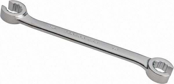 Proto - 1/2 x 9/16", Satin Finish, Open End Flare Nut Wrench - 12 Points, 7-1/2" OAL, Steel, Double End Head - Exact Tooling