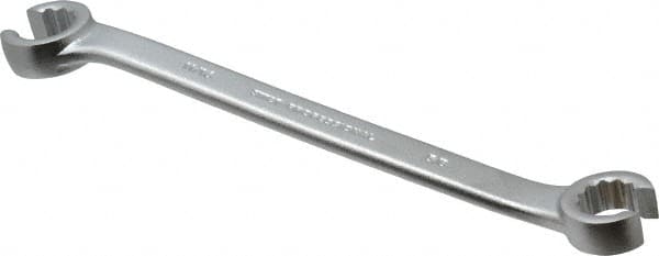 Proto - 5/8 x 11/16", Satin Finish, Open End Flare Nut Wrench - 12 Points, 8-3/4" OAL, Steel, Double End Head - Exact Tooling